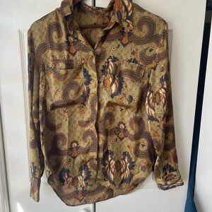 Zara Paisley Button-Up Shirt size small